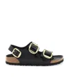 Birkenstock Milano Big Buckle I Lacquered Leather Sandal Color Bla In Black