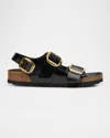 Birkenstock Milano Big Buckle I Lacquered Leather Sandal Color Bla In Black