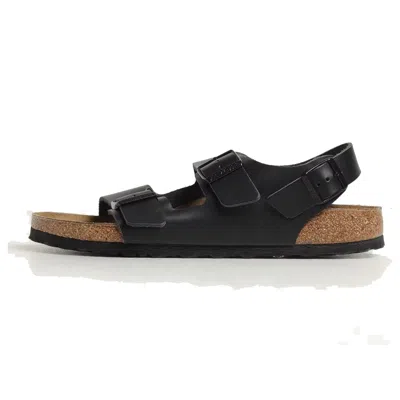 BIRKENSTOCK BIRKENSTOCK MILANO LEATHER NARROW FIT SANDALS 'BLACK'