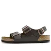 Birkenstock Milano 1024911 Sandal Men Eu 45 Brown Leather Comfort Slip-on Fzp484 In Green