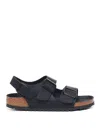 Birkenstock Amalfi Leather Soft Footbed Milano Sandals In Black