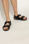 Birkenstock Mens Leather Slip On Slide Sandals In Black