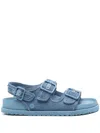 Birkenstock Man Sandals Light Blue Size 13 Textile Fibers In Blue