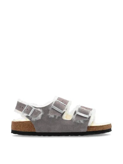 Birkenstock Milano Shearling Sandals In Grey