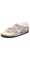 Birkenstock Milano Shearling Sandals In Faded Purple