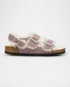 Birkenstock Milano Shearling Sandals In Faded Purple
