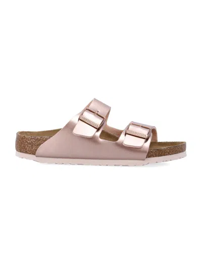 Birkenstock Mini Metallic Two-strap Sandals For Kids In Copper