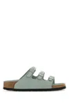 Birkenstock Mint Green Leather Florida Slippers