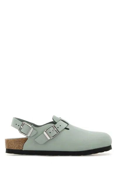 Birkenstock Mint Green Suede Tokyo Slippers In Puresage