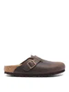 Birkenstock Boston Bold Leather Clog With Sab In Brown