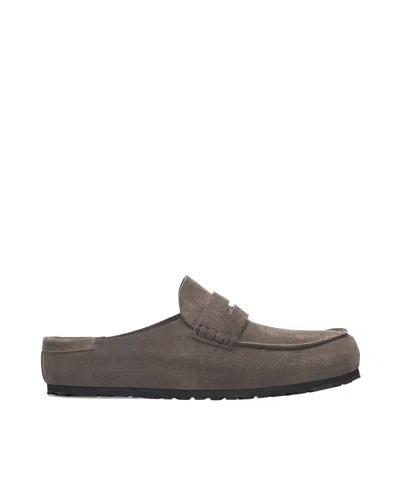 Birkenstock Mocassino Naples Wrapped Suede Calz. S Concrete Grey In Brown
