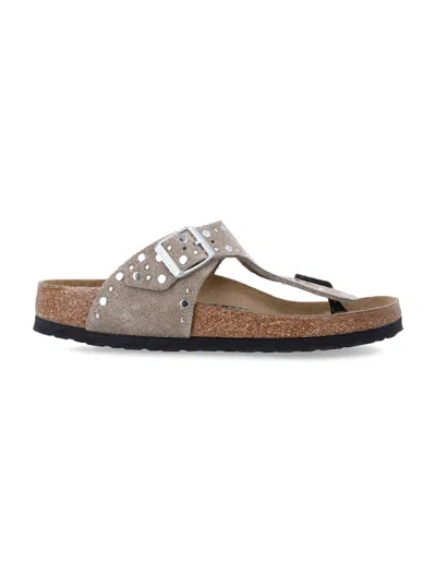 Birkenstock Modern Thong Sandals With Decorative Rivets In Gray