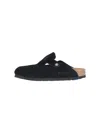 Birkenstock Boston Buckled Shearling Slippers In Black