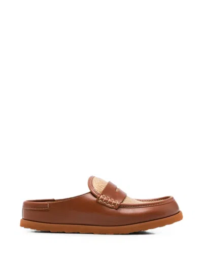 Birkenstock Naples Raffia-panel Mules In Brown
