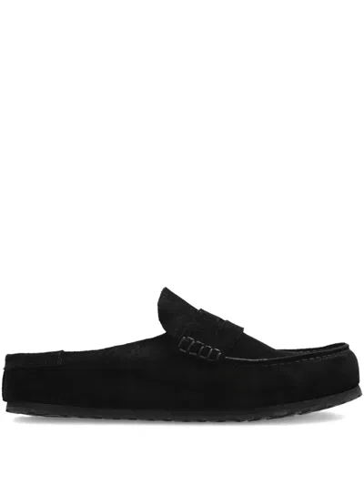Birkenstock Naples Suede Loafer-style Mules In Black