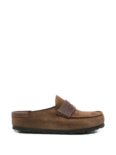 Birkenstock Naples Narrow Wrapped Suede Clog In Brown