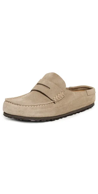 Birkenstock Naples Wrapped Suede Sock Moccasin. S Taupe In Brown