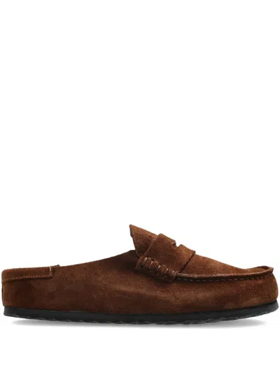 Birkenstock Naples Wrapped Suede Mules In Brown
