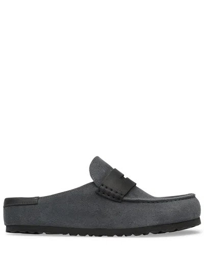 Birkenstock Naples Wrapped In Pelle Scamosciata Antracite In Gray