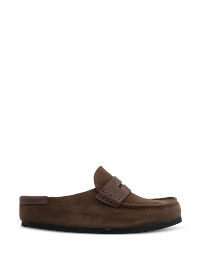 Birkenstock Naples Wrapped Mixed Leather Loafers In Brown