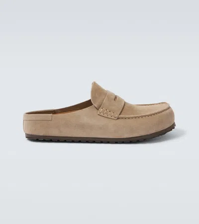 Birkenstock Naples Wrapped Suede Mules In Neutral