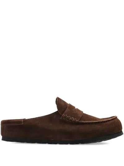 Birkenstock Naples Wrapped Suede Mules In Brown