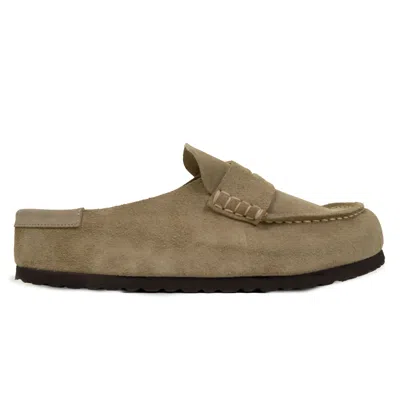 Birkenstock Naples Wrapped Taupe Suede In Sand