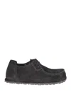 Birkenstock Moccasin-inspired Suede Sneakers With Textured Rubber Sole In Black