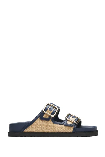 Birkenstock Natural Raffia Arizona Gold-tone Sandals In Multi