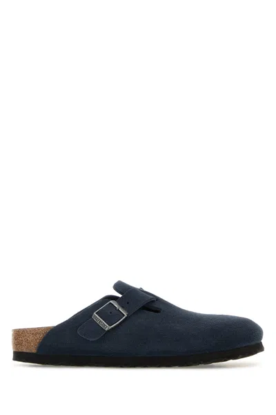 Birkenstock Navy Blue Suede Boston Slippers
