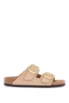 Birkenstock Nubuck Leather Sandals Sandcastle With Golden Buckles In Multicolor