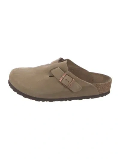 Pre-owned Birkenstock Nubuck Mules In Brown