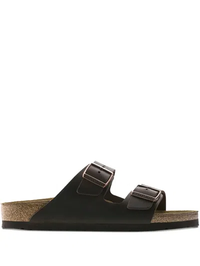 Birkenstock Oiled Leather Buckle Sandals In Black