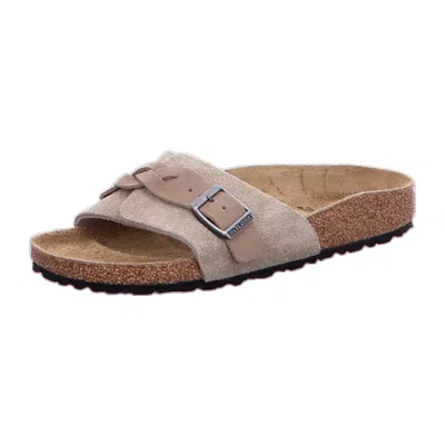 Pre-owned Birkenstock Oita Braided Suede Leather Slides Mules Sandals Mink Taupe Shoes