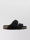 Birkenstock Arizona Shearling Slides With Large Buckle In Black