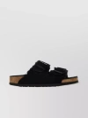 BIRKENSTOCK OPEN TOE FLAT SANDALS WITH FUR TEXTURE AND CONTRAST