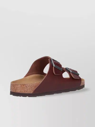 Birkenstock Open Toe Heeled Sandals With Rubber Sole In Brown