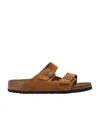 Birkenstock Open Toe Round Head Slippers In Brown