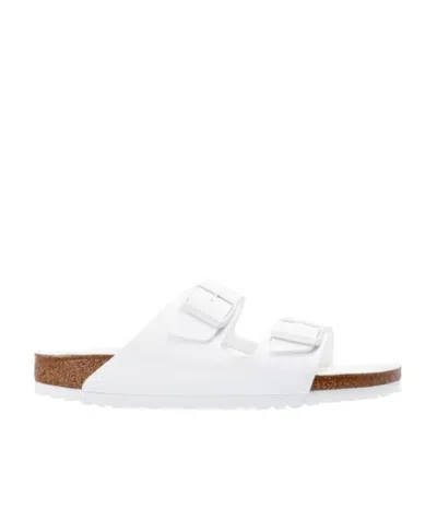 Birkenstock Womens White Arizona Double-strap Patent-leather Flat Sandal