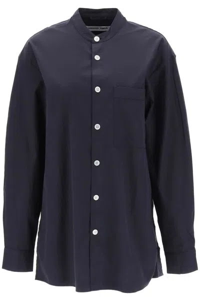 Birkenstock Organic Poplin Pajama Shirt In Slate (blue)
