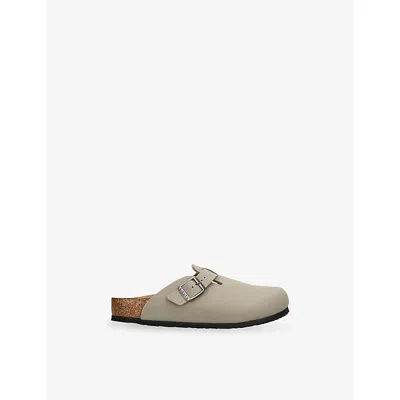 Birkenstock Pale Green Kids' Boston Suede Clogs Eur 34 / 2 Uk In Neutral