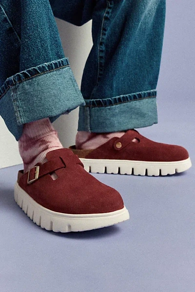 Birkenstock Papillio Boston Chunky Suede Clog In Berry Crush, Women's At Urban Outfitters In Purple