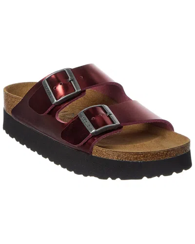 Birkenstock Papillio By  Arizona Pap Narrow Leather Platform Sandal In Burgundy