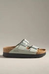 Birkenstock Arizona Bs Womens Buckle Leather Slide Sandals In Grey