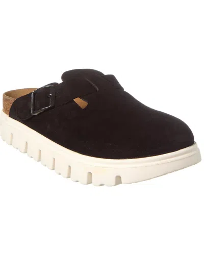 Birkenstock Papillio By  Boston Chunky Narrow Suede Clog In Black