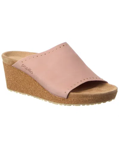 Birkenstock Papillio By  Namica Narrow Leather Wedge Sandal In Pink