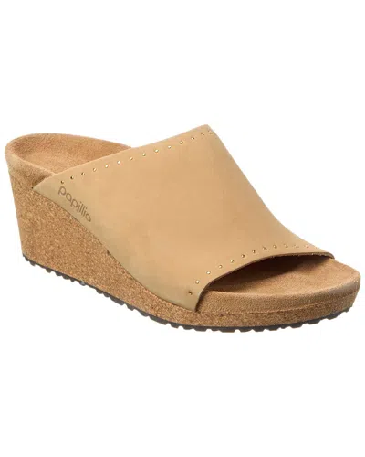 Birkenstock Papillio By  Namica Rivets Narrow Leather Wedge Sandal In Brown