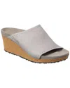 Birkenstock Papillio By  Namica Rivets Narrow Leather Wedge Sandal In Grey