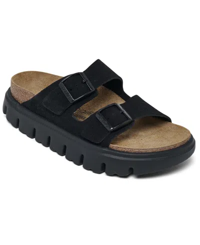 Birkenstock Women's Arizona Platform Suede Leather Sandals From Finish Line In Black