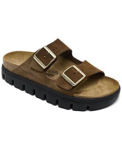 Birkenstock Papillio By  Women's Arizona Chunky Suede Leather Platform Sandals From Finish Line In Dark Tea